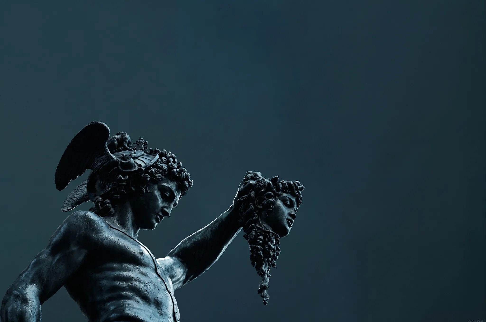 Estatua de Perseo con la cabeza de Medusa